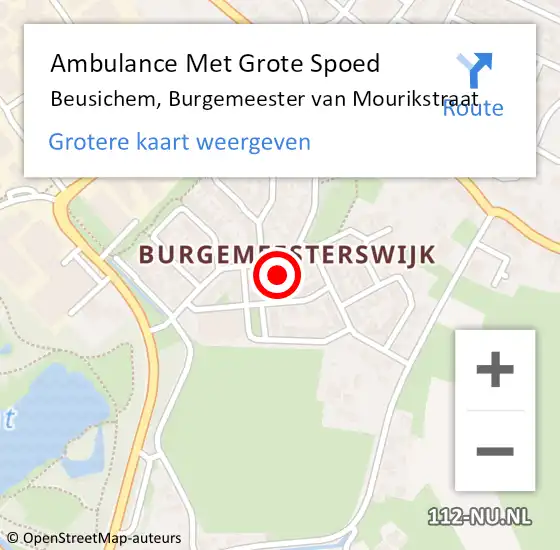 Locatie op kaart van de 112 melding: Ambulance Met Grote Spoed Naar Beusichem, Burgemeester van Mourikstraat op 6 februari 2022 23:23
