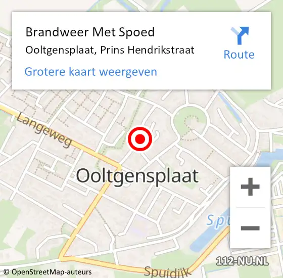 Locatie op kaart van de 112 melding: Brandweer Met Spoed Naar Ooltgensplaat, Prins Hendrikstraat op 6 februari 2022 23:31