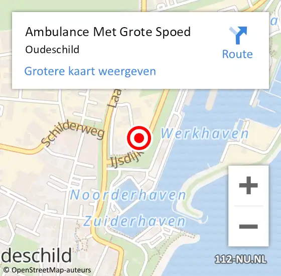 Locatie op kaart van de 112 melding: Ambulance Met Grote Spoed Naar Oudeschild op 6 februari 2022 23:38