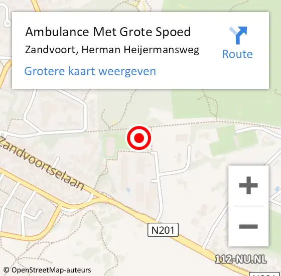 Locatie op kaart van de 112 melding: Ambulance Met Grote Spoed Naar Zandvoort, Herman Heijermansweg op 6 februari 2022 23:49