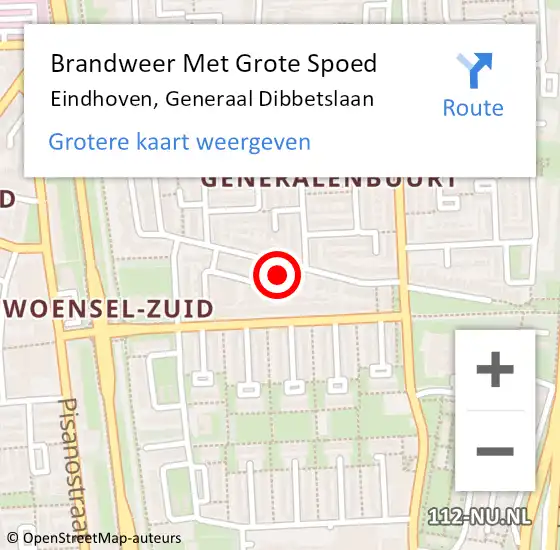 Locatie op kaart van de 112 melding: Brandweer Met Grote Spoed Naar Eindhoven, Generaal Dibbetslaan op 7 februari 2022 00:10