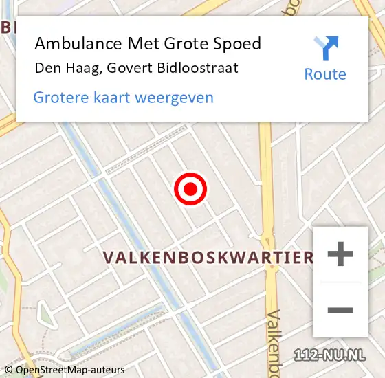 Locatie op kaart van de 112 melding: Ambulance Met Grote Spoed Naar Den Haag, Govert Bidloostraat op 7 februari 2022 00:17