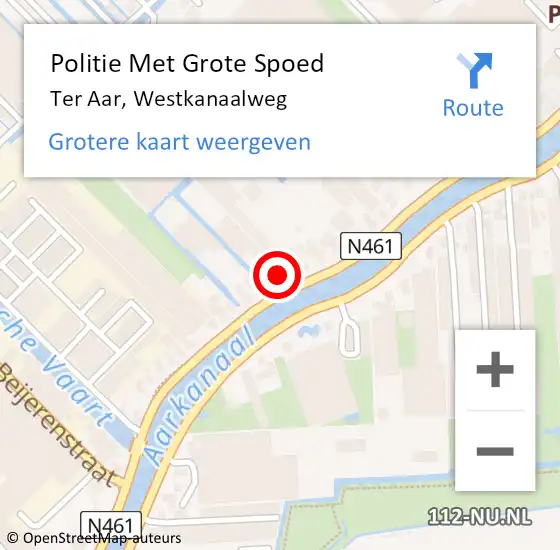 Locatie op kaart van de 112 melding: Politie Met Grote Spoed Naar Ter Aar, Westkanaalweg op 7 februari 2022 00:21