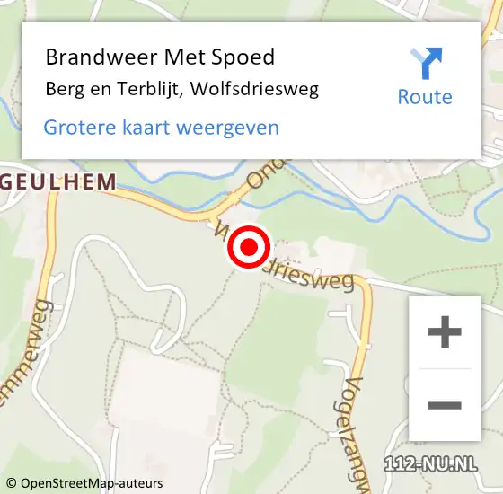 Locatie op kaart van de 112 melding: Brandweer Met Spoed Naar Berg en Terblijt, Wolfsdriesweg op 7 februari 2022 00:41