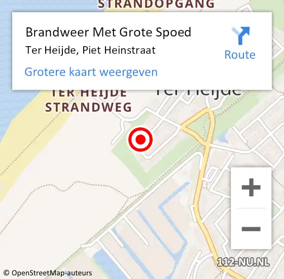 Locatie op kaart van de 112 melding: Brandweer Met Grote Spoed Naar Ter Heijde, Piet Heinstraat op 7 februari 2022 00:50