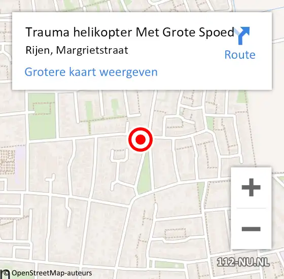 Locatie op kaart van de 112 melding: Trauma helikopter Met Grote Spoed Naar Rijen, Margrietstraat op 7 februari 2022 01:08