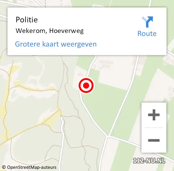 Locatie op kaart van de 112 melding: Politie Wekerom, Hoeverweg op 7 februari 2022 02:10