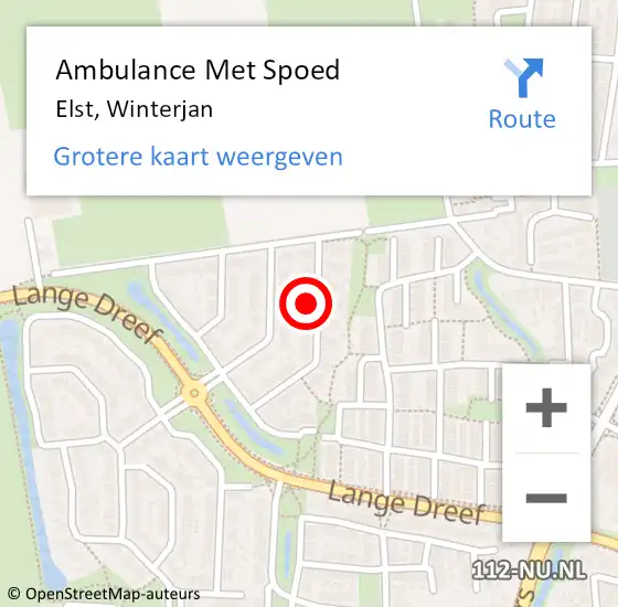 Locatie op kaart van de 112 melding: Ambulance Met Spoed Naar Elst, Winterjan op 7 februari 2022 02:44