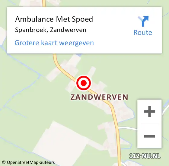 Locatie op kaart van de 112 melding: Ambulance Met Spoed Naar Spanbroek, Zandwerven op 7 februari 2022 02:49