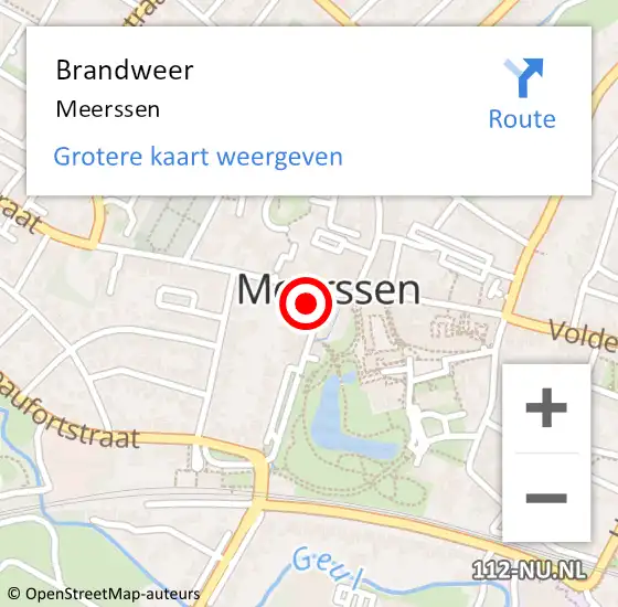 Locatie op kaart van de 112 melding: Brandweer Meerssen op 7 februari 2022 02:56