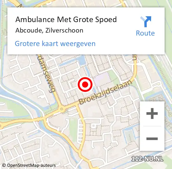 Locatie op kaart van de 112 melding: Ambulance Met Grote Spoed Naar Abcoude, Zilverschoon op 7 februari 2022 03:09