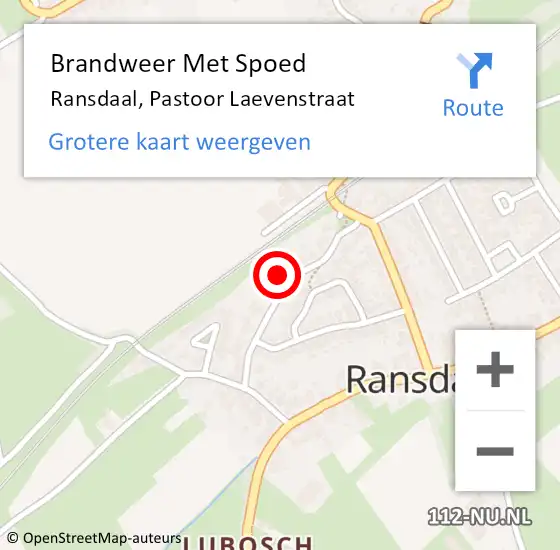 Locatie op kaart van de 112 melding: Brandweer Met Spoed Naar Ransdaal, Pastoor Laevenstraat op 7 februari 2022 03:17