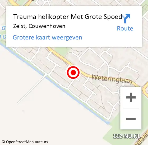 Locatie op kaart van de 112 melding: Trauma helikopter Met Grote Spoed Naar Zeist, Couwenhoven op 7 februari 2022 03:36