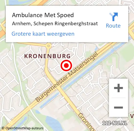 Locatie op kaart van de 112 melding: Ambulance Met Spoed Naar Arnhem, Schepen Ringenberghstraat op 7 februari 2022 04:53