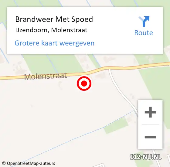 Locatie op kaart van de 112 melding: Brandweer Met Spoed Naar IJzendoorn, Molenstraat op 7 februari 2022 05:08