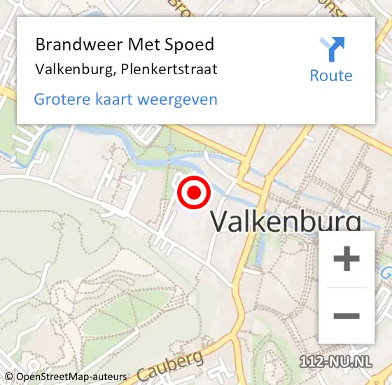 Locatie op kaart van de 112 melding: Brandweer Met Spoed Naar Valkenburg, Plenkertstraat op 7 februari 2022 05:35