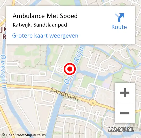 Locatie op kaart van de 112 melding: Ambulance Met Spoed Naar Katwijk, Sandtlaanpad op 7 februari 2022 06:30