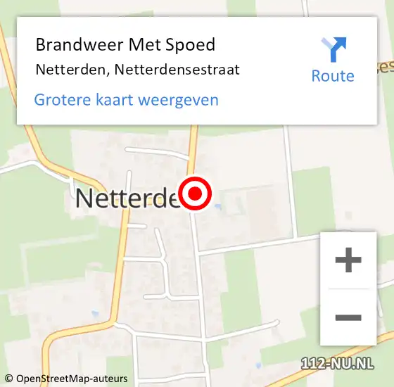Locatie op kaart van de 112 melding: Brandweer Met Spoed Naar Netterden, Netterdensestraat op 7 februari 2022 06:47