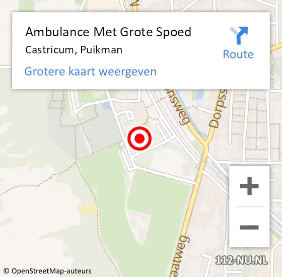 Locatie op kaart van de 112 melding: Ambulance Met Grote Spoed Naar Castricum, Puikman op 7 februari 2022 07:09