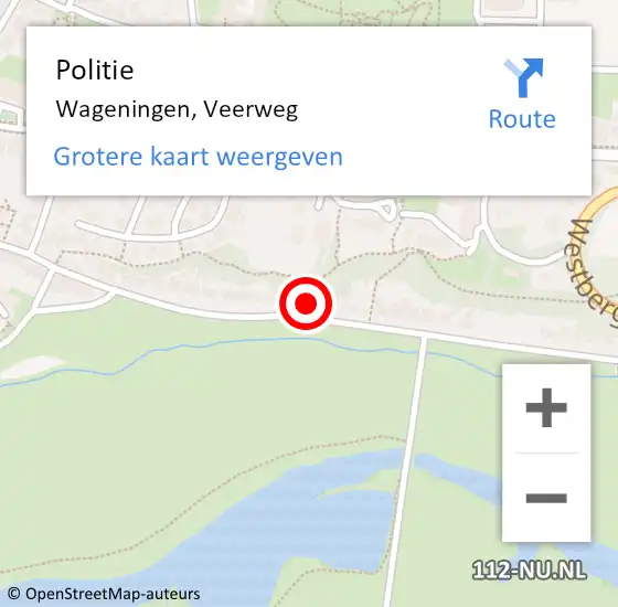 Locatie op kaart van de 112 melding: Politie Wageningen, Veerweg op 7 februari 2022 07:34