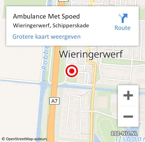 Locatie op kaart van de 112 melding: Ambulance Met Spoed Naar Wieringerwerf, Schipperskade op 7 februari 2022 07:45