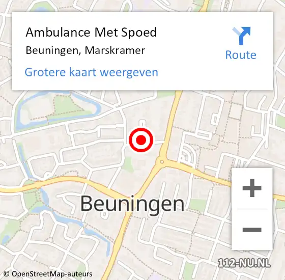 Locatie op kaart van de 112 melding: Ambulance Met Spoed Naar Beuningen, Marskramer op 7 februari 2022 07:48