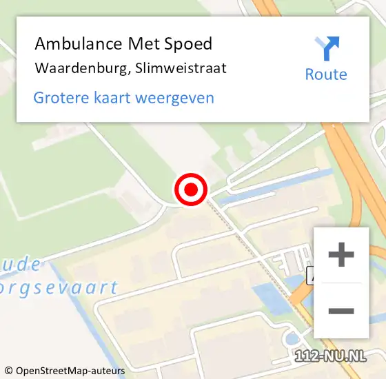 Locatie op kaart van de 112 melding: Ambulance Met Spoed Naar Waardenburg, Slimweistraat op 7 februari 2022 07:55