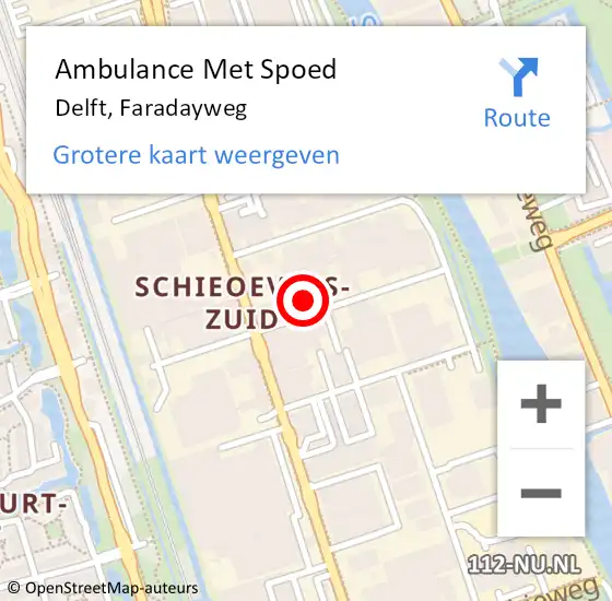 Locatie op kaart van de 112 melding: Ambulance Met Spoed Naar Delft, Faradayweg op 7 februari 2022 08:16