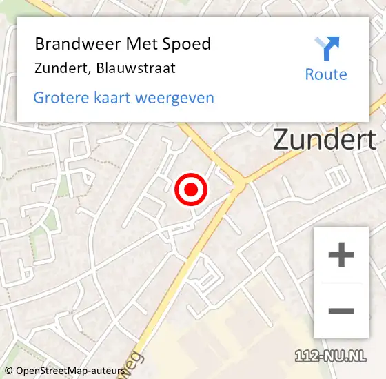 Locatie op kaart van de 112 melding: Brandweer Met Spoed Naar Zundert, Blauwstraat op 7 februari 2022 08:31