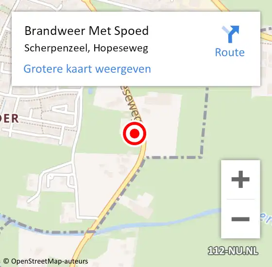 Locatie op kaart van de 112 melding: Brandweer Met Spoed Naar Scherpenzeel, Hopeseweg op 7 februari 2022 08:33