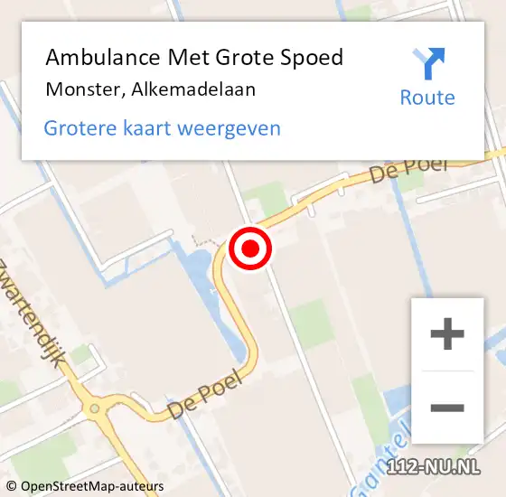 Locatie op kaart van de 112 melding: Ambulance Met Grote Spoed Naar Monster, Alkemadelaan op 7 februari 2022 08:45