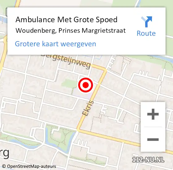 Locatie op kaart van de 112 melding: Ambulance Met Grote Spoed Naar Woudenberg, Prinses Margrietstraat op 7 juli 2014 15:30
