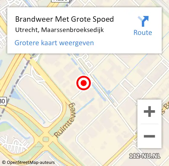 Locatie op kaart van de 112 melding: Brandweer Met Grote Spoed Naar Utrecht, Maarssenbroeksedijk op 7 februari 2022 08:46