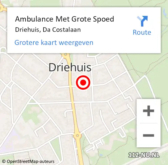 Locatie op kaart van de 112 melding: Ambulance Met Grote Spoed Naar Driehuis, Da Costalaan op 7 februari 2022 09:14