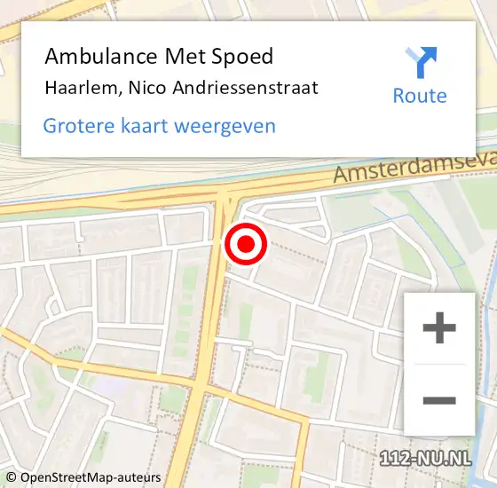 Locatie op kaart van de 112 melding: Ambulance Met Spoed Naar Haarlem, Nico Andriessenstraat op 7 februari 2022 09:44