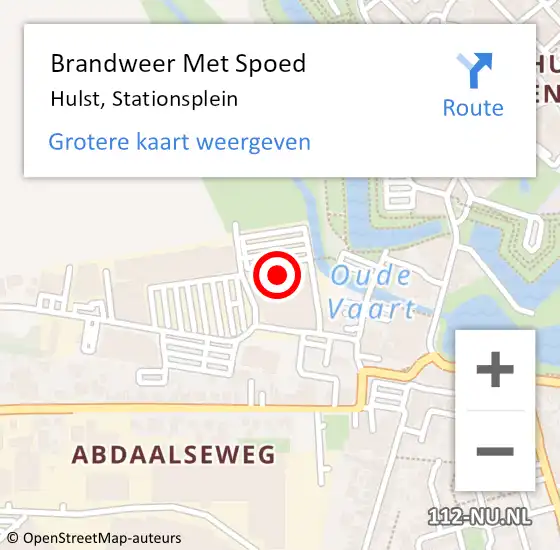 Locatie op kaart van de 112 melding: Brandweer Met Spoed Naar Hulst, Stationsplein op 7 februari 2022 09:58