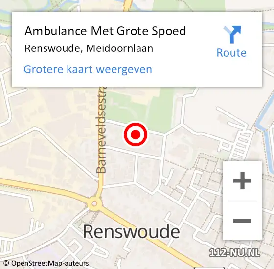 Locatie op kaart van de 112 melding: Ambulance Met Grote Spoed Naar Renswoude, Meidoornlaan op 7 juli 2014 15:35