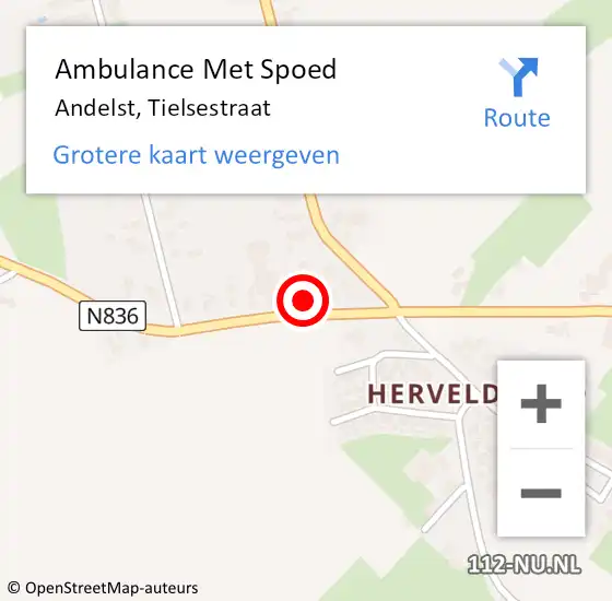 Locatie op kaart van de 112 melding: Ambulance Met Spoed Naar Andelst, Tielsestraat op 7 februari 2022 10:18