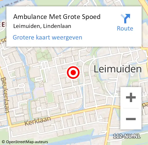 Locatie op kaart van de 112 melding: Ambulance Met Grote Spoed Naar Leimuiden, Lindenlaan op 7 februari 2022 10:23