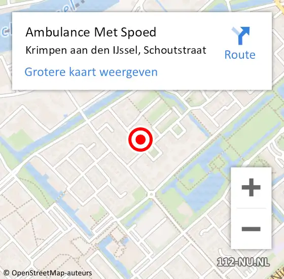 Locatie op kaart van de 112 melding: Ambulance Met Spoed Naar Krimpen aan den IJssel, Schoutstraat op 7 februari 2022 11:02