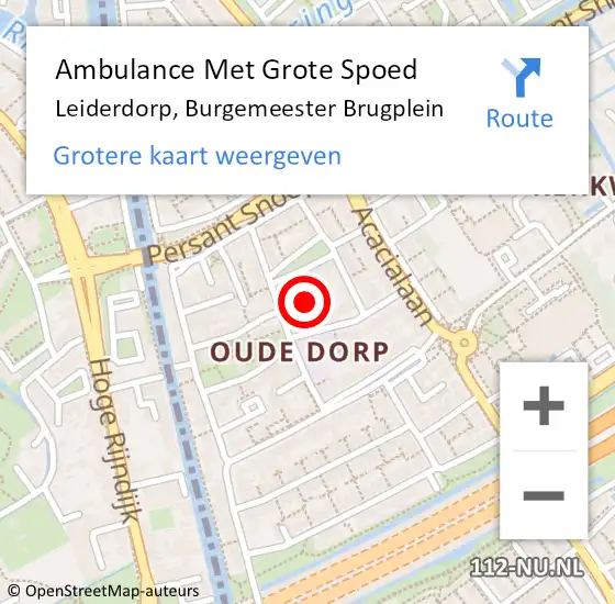 Locatie op kaart van de 112 melding: Ambulance Met Grote Spoed Naar Leiderdorp, Burgemeester Brugplein op 7 februari 2022 11:09