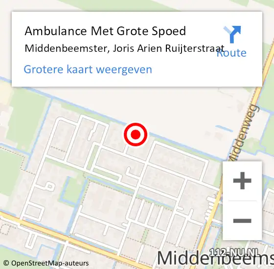 Locatie op kaart van de 112 melding: Ambulance Met Grote Spoed Naar Middenbeemster, Joris Arien Ruijterstraat op 7 oktober 2013 15:17