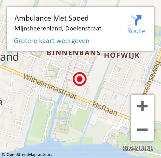 Locatie op kaart van de 112 melding: Ambulance Met Spoed Naar Mijnsheerenland, Doelenstraat op 7 februari 2022 11:22