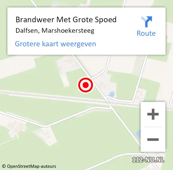 Locatie op kaart van de 112 melding: Brandweer Met Grote Spoed Naar Dalfsen, Marshoekersteeg op 7 februari 2022 11:28