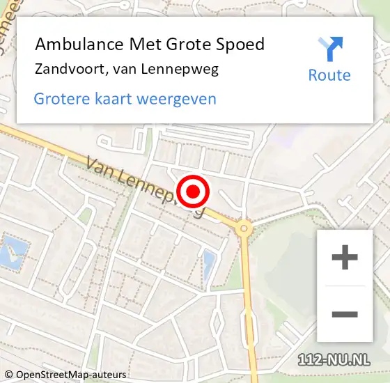 Locatie op kaart van de 112 melding: Ambulance Met Grote Spoed Naar Zandvoort, van Lennepweg op 7 februari 2022 11:36