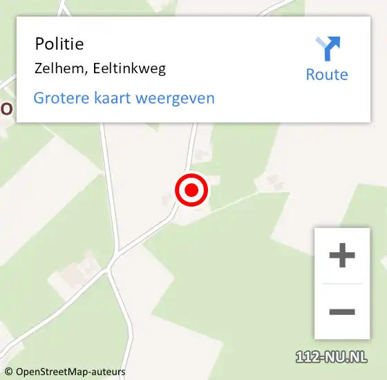 Locatie op kaart van de 112 melding: Politie Zelhem, Eeltinkweg op 7 februari 2022 11:43