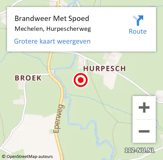 Locatie op kaart van de 112 melding: Brandweer Met Spoed Naar Mechelen, Hurpescherweg op 7 februari 2022 11:55