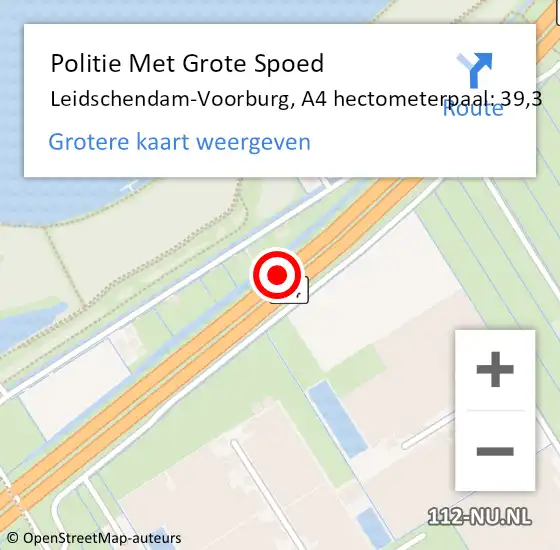 Locatie op kaart van de 112 melding: Politie Met Grote Spoed Naar Leidschendam-Voorburg, A4 hectometerpaal: 39,3 op 7 februari 2022 12:06