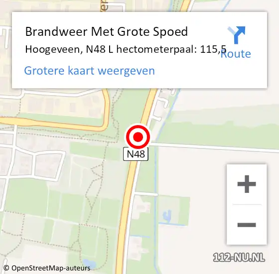 Locatie op kaart van de 112 melding: Brandweer Met Grote Spoed Naar Hoogeveen, N48 L hectometerpaal: 115,5 op 7 juli 2014 15:49