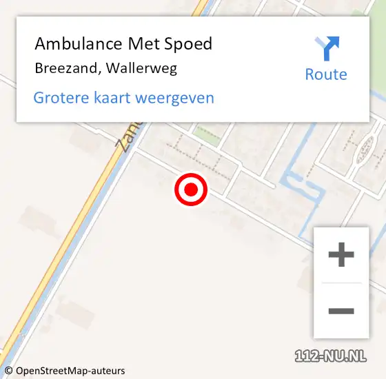 Locatie op kaart van de 112 melding: Ambulance Met Spoed Naar Breezand, Wallerweg op 7 februari 2022 12:25